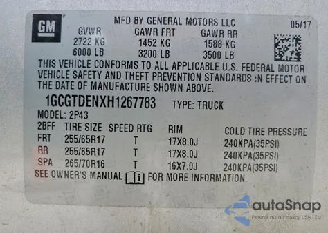 2017 Chevrolet Colorado Z71 from USA, damaged, VIN 1GCGTDENXH1267783